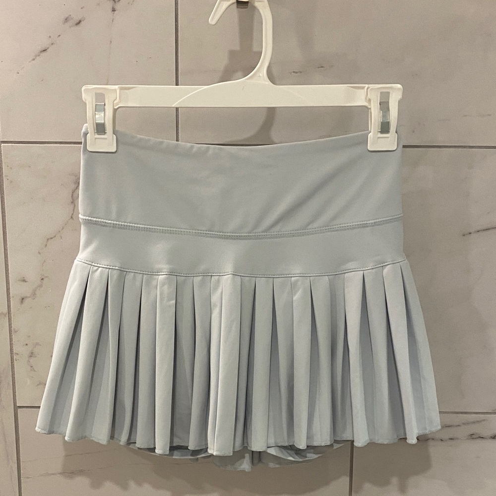 Goldhinge Sky Blue Pleated Mini Skirt